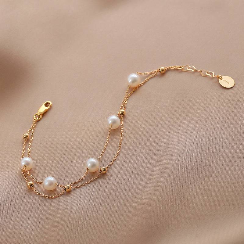 Bracelet Natural Freshwater Pearl Multilayer Chain Women Birthday