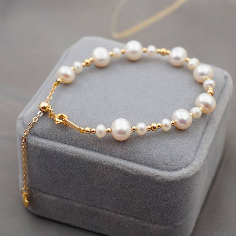 Gold Bead and Gaudy Pearl Bracelet