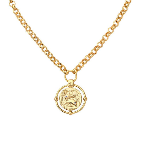 Dolphin Gold Coin Thick Chain Necklace | Zafari Studio | necklaces